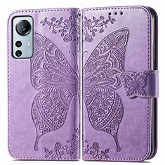 Custodia Portafoglio In Pelle Farfalla Cover con Supporto per Xiaomi Mi 12S 5G Lavanda