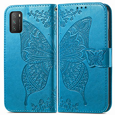 Custodia Portafoglio In Pelle Farfalla Cover con Supporto per Xiaomi Poco M3 Blu