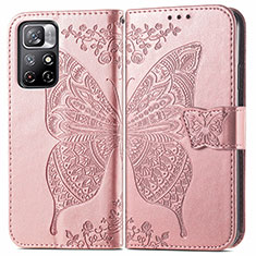 Custodia Portafoglio In Pelle Farfalla Cover con Supporto per Xiaomi Poco M4 Pro 5G Rosa