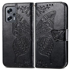 Custodia Portafoglio In Pelle Farfalla Cover con Supporto per Xiaomi Poco X4 GT 5G Nero