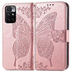 Custodia Portafoglio In Pelle Farfalla Cover con Supporto per Xiaomi Redmi 10 4G Rosa