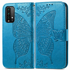 Custodia Portafoglio In Pelle Farfalla Cover con Supporto per Xiaomi Redmi 9 Power Blu