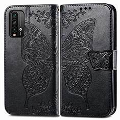 Custodia Portafoglio In Pelle Farfalla Cover con Supporto per Xiaomi Redmi 9 Power Nero