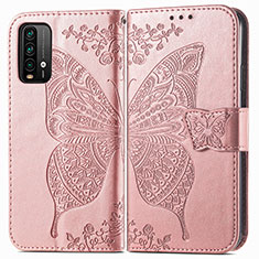 Custodia Portafoglio In Pelle Farfalla Cover con Supporto per Xiaomi Redmi 9 Power Rosa