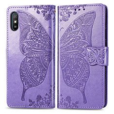 Custodia Portafoglio In Pelle Farfalla Cover con Supporto per Xiaomi Redmi 9A Lavanda