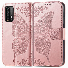 Custodia Portafoglio In Pelle Farfalla Cover con Supporto per Xiaomi Redmi 9T 4G Rosa