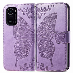 Custodia Portafoglio In Pelle Farfalla Cover con Supporto per Xiaomi Redmi K40 5G Lavanda