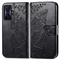 Custodia Portafoglio In Pelle Farfalla Cover con Supporto per Xiaomi Redmi K50 Gaming 5G Nero