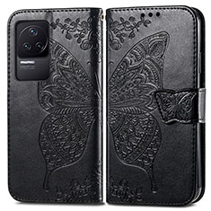 Custodia Portafoglio In Pelle Farfalla Cover con Supporto per Xiaomi Redmi K50 Pro 5G Nero