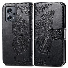 Custodia Portafoglio In Pelle Farfalla Cover con Supporto per Xiaomi Redmi K50i 5G Nero