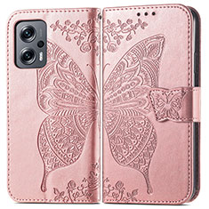 Custodia Portafoglio In Pelle Farfalla Cover con Supporto per Xiaomi Redmi K50i 5G Rosa