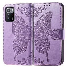 Custodia Portafoglio In Pelle Farfalla Cover con Supporto per Xiaomi Redmi Note 10 Pro 5G Lavanda