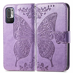 Custodia Portafoglio In Pelle Farfalla Cover con Supporto per Xiaomi Redmi Note 10T 5G Lavanda