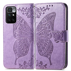 Custodia Portafoglio In Pelle Farfalla Cover con Supporto per Xiaomi Redmi Note 11 4G (2021) Lavanda