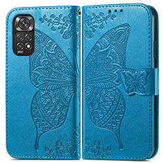 Custodia Portafoglio In Pelle Farfalla Cover con Supporto per Xiaomi Redmi Note 11 Pro 4G Blu