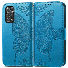 Custodia Portafoglio In Pelle Farfalla Cover con Supporto per Xiaomi Redmi Note 11 Pro 5G Blu