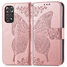 Custodia Portafoglio In Pelle Farfalla Cover con Supporto per Xiaomi Redmi Note 11 Pro 5G Rosa