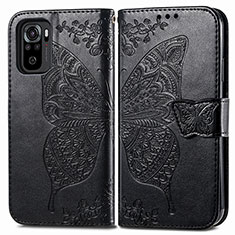 Custodia Portafoglio In Pelle Farfalla Cover con Supporto per Xiaomi Redmi Note 11 SE India 4G Nero