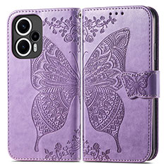 Custodia Portafoglio In Pelle Farfalla Cover con Supporto per Xiaomi Redmi Note 12 Turbo 5G Lavanda