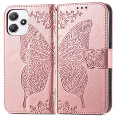 Custodia Portafoglio In Pelle Farfalla Cover con Supporto per Xiaomi Redmi Note 12R 5G Oro Rosa