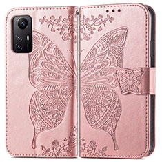 Custodia Portafoglio In Pelle Farfalla Cover con Supporto per Xiaomi Redmi Note 12S Oro Rosa