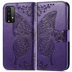 Custodia Portafoglio In Pelle Farfalla Cover con Supporto per Xiaomi Redmi Note 9 4G Viola