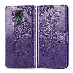 Custodia Portafoglio In Pelle Farfalla Cover con Supporto per Xiaomi Redmi Note 9 Viola