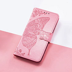 Custodia Portafoglio In Pelle Farfalla Cover con Supporto S01D per Google Pixel 4a Rosa Caldo