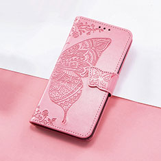 Custodia Portafoglio In Pelle Farfalla Cover con Supporto S01D per Huawei Honor V40 5G Rosa Caldo