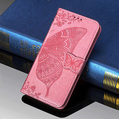 Custodia Portafoglio In Pelle Farfalla Cover con Supporto S01D per Samsung Galaxy S25 Ultra 5G Rosa Caldo