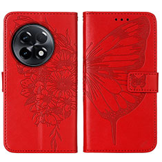 Custodia Portafoglio In Pelle Farfalla Cover con Supporto Y01B per OnePlus 11R 5G Rosso