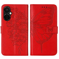 Custodia Portafoglio In Pelle Farfalla Cover con Supporto Y01B per OnePlus Nord CE 3 Lite 5G Rosso