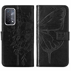 Custodia Portafoglio In Pelle Farfalla Cover con Supporto Y01B per OnePlus Nord N200 5G Nero