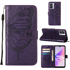 Custodia Portafoglio In Pelle Farfalla Cover con Supporto Y01B per OnePlus Nord N300 5G Viola