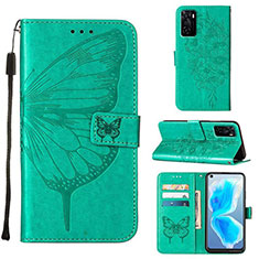 Custodia Portafoglio In Pelle Farfalla Cover con Supporto Y01B per Oppo A55S 5G Verde