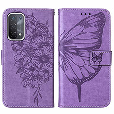 Custodia Portafoglio In Pelle Farfalla Cover con Supporto Y01B per Oppo A74 5G Lavanda