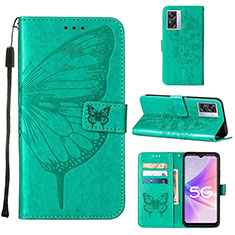 Custodia Portafoglio In Pelle Farfalla Cover con Supporto Y01B per Oppo A77 5G Verde