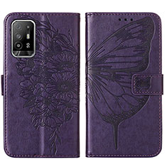 Custodia Portafoglio In Pelle Farfalla Cover con Supporto Y01B per Oppo A94 5G Viola