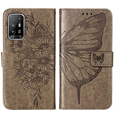 Custodia Portafoglio In Pelle Farfalla Cover con Supporto Y01B per Oppo A95 5G Grigio