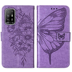 Custodia Portafoglio In Pelle Farfalla Cover con Supporto Y01B per Oppo A95 5G Lavanda