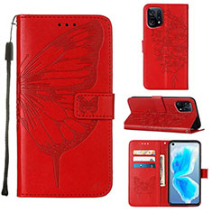 Custodia Portafoglio In Pelle Farfalla Cover con Supporto Y01B per Oppo Find X5 5G Rosso