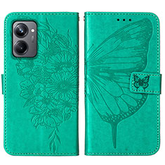 Custodia Portafoglio In Pelle Farfalla Cover con Supporto Y01B per Realme 10 Pro 5G Verde