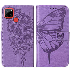 Custodia Portafoglio In Pelle Farfalla Cover con Supporto Y01B per Realme 7i RMX2193 Lavanda