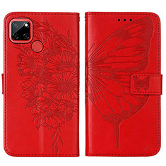 Custodia Portafoglio In Pelle Farfalla Cover con Supporto Y01B per Realme 7i RMX2193 Rosso