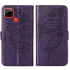 Custodia Portafoglio In Pelle Farfalla Cover con Supporto Y01B per Realme 7i RMX2193 Viola