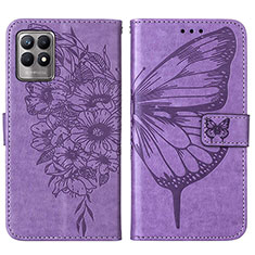 Custodia Portafoglio In Pelle Farfalla Cover con Supporto Y01B per Realme 8i Lavanda