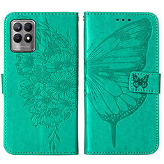 Custodia Portafoglio In Pelle Farfalla Cover con Supporto Y01B per Realme 8i Verde