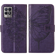 Custodia Portafoglio In Pelle Farfalla Cover con Supporto Y01B per Realme 8i Viola