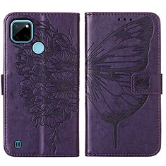 Custodia Portafoglio In Pelle Farfalla Cover con Supporto Y01B per Realme C25Y Viola