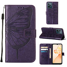 Custodia Portafoglio In Pelle Farfalla Cover con Supporto Y01B per Realme C31 Viola